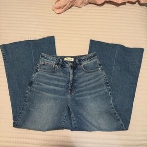 Madewell Medium Blue Denim Wide-Leg Flare Jeans